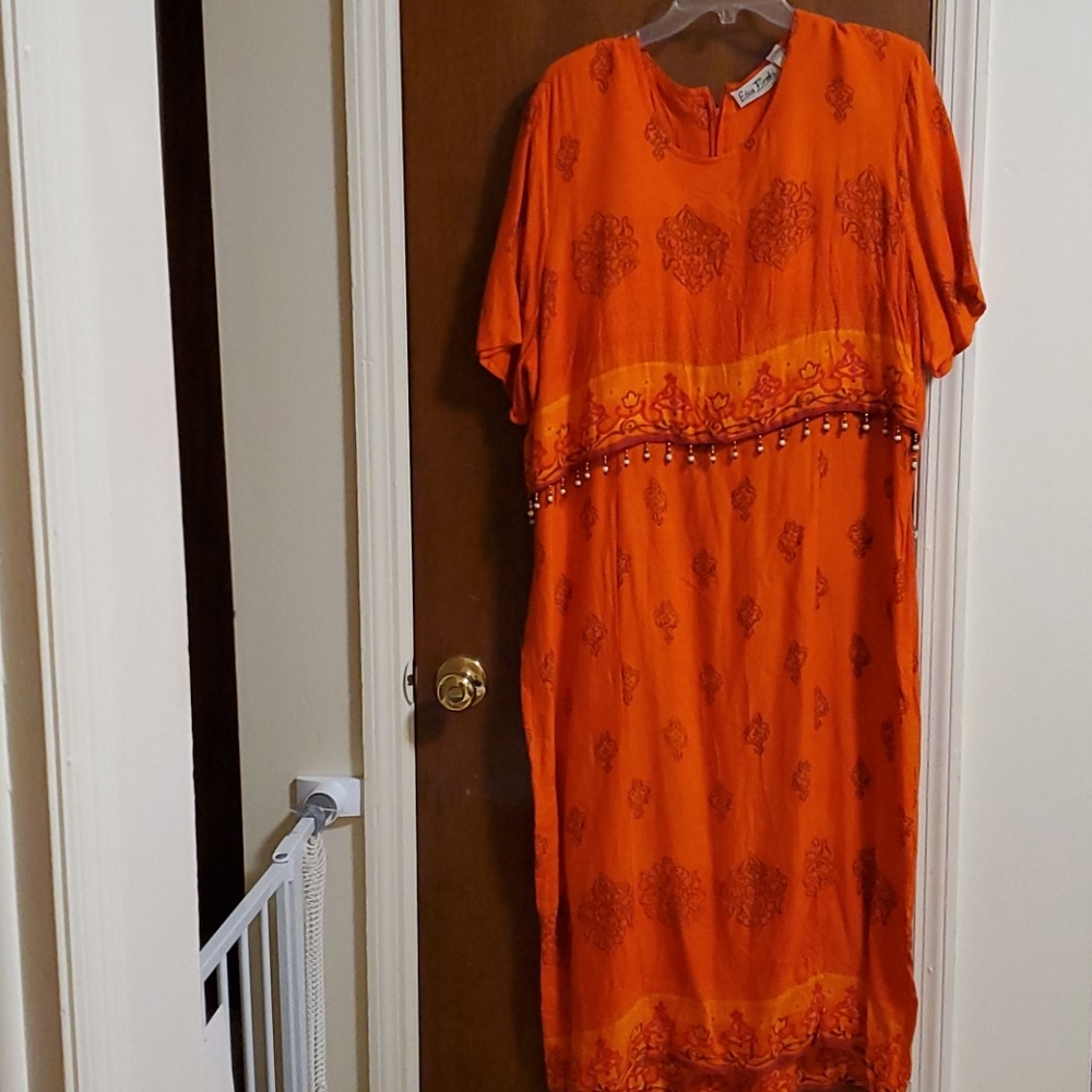 African print dress with slit